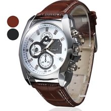 Men's Leather Analog Quartz Watch Wrist (Assorted Colors)