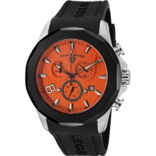 Men's Monte Carlo Chronograph Orange Textured Dial Black Silicone ...