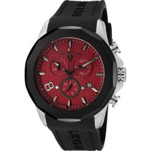 Men's Monte Carlo Chronograph Red Textured Dial Black Silicone ...