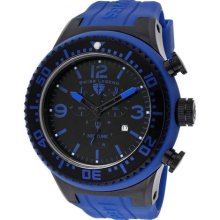 Men's Neptune Chronograph Black Dial Black IP Case Blue Silicone ...