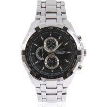 mens new curren stainless steel chrome watch w/ black and silver face &bezel