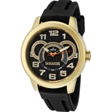 Men's Non Plus Ultra Black Textured Dial Gold IP Case Black