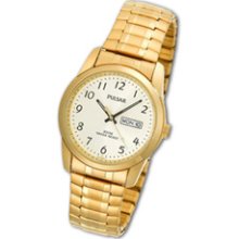 Men's Pulsar Gold-Tone Expansion Watch with White Dial (Model: PJ6016) hirsch attachments