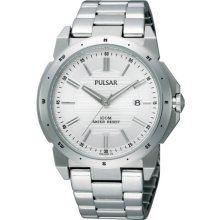 Mens Pulsar Stainless Steel White Dial Date 10ATM Casual Watch PG ...