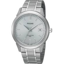 Mens Pulsar Watch By Seiko Titanium Gray Dial Pxh891 In A Box