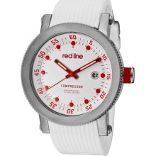 Men's Red Line Compressor Watch 18000-02rd-wht-st White Dial Silver Ip Case Red