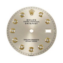 Mens Rolex Datejust Aftermarket Diamond Dial, Silver, Yellow Gold