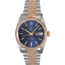 Men's Rolex Datejust Watch 16233 Blue Stick Dial