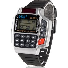 Men's Rubber Digital Automatic Watch Wrist with Multifunction (Black)