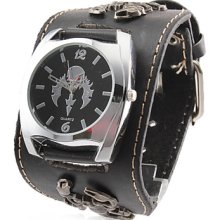Men's Scorpion Style Leather Analog Quartz Wrist Watch (Black)