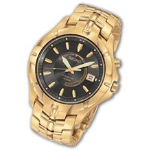 Men's Seiko Kinetic Gold-Tone Watch with Black Dial (Model: SKA404) seiko