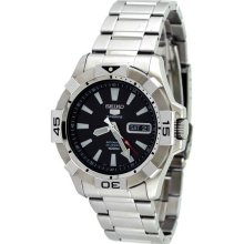 Mens Seiko Sport Automatic Watch Snzh11 Stainless Steel Band Black Di