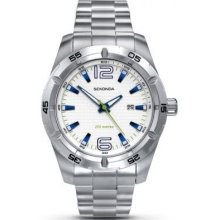 Mens Sekonda White Dial 200m Water Resistant Date Display Watch 3372