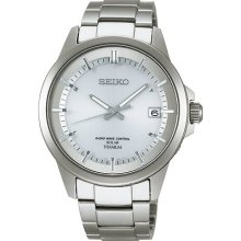 Men's Silver Sbtm141 Spirit Spirit Smart Smart Titanium Solar Radio Watch Seiko