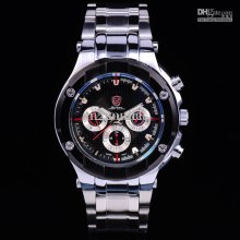 Mens Sport Quartz Wrist Watch Stainless Steel Case 6 Hands Function