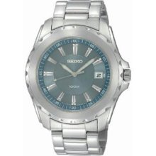 Men's Stainless Steel Blue Dial Quartz Link Bracelet