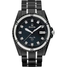 Men's Stainless Steel Marine Star Mother of Pearl Black Dial with Diamonds