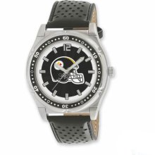 Men's Stainless Steel Pittsburgh Steelers Watch and Leather Band