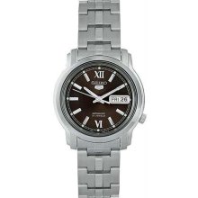 Men's Stainless Steel Seiko 5 Automatic Black Dial Link Bracelet