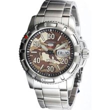 Men's Stainless Steel Seiko 5 Sports Automatic Camouflage Dial Day Dat