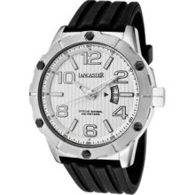 Men's Trendy Light Silver Textured Dial Black