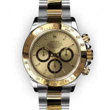 Mens Two Tone Champagne Dial Tachymeter Bezel Rolex Daytona Cosmograph