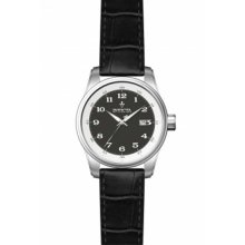 Men's Vintage Stainless Steel Case Black Dial Leather Bracelet Date Di