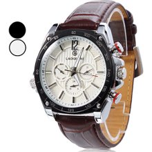 Men's Water Resistant Style Leather Analog Mechanical Wrist Watch