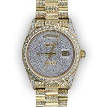 Men's White Gold Pave Dial Full Pave Rolex Day Date Super President