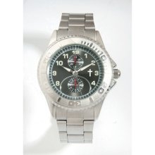 Metal Band Watch with Cross, Silver Dial (Chronograph Eyes are