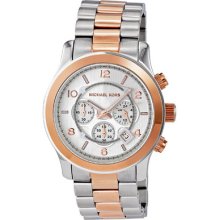 Michael Kors Bradshaw Chronograph Silver And Rose Gold-tone Watch Mk8176