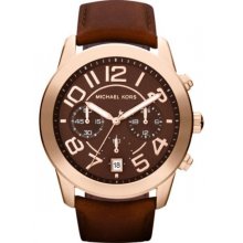 Michael Kors Chronograph Mercer Chocolate Leather Strap Women's Watch MK2265