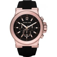 Michael Kors Chronograph Rubber Rose Gold Mens Watch MK8184