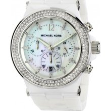 Michael Kors Ladies Oversized Glitz Ceramic Crystal Watch MK5391