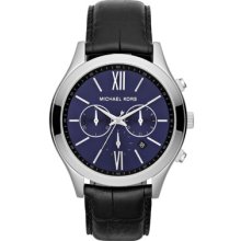Michael Kors Oversize Black Leather Brookton Chronograph Watch