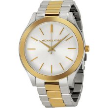 Michael Kors Slim Runway Silver Dial Two-tone Stainless Steel Ladies Watch