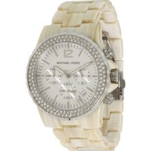 Michael Kors Watch Ladies Madison White Horn Swarovski Glitz Mk5598