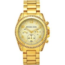 Michael Kors Women's Chronograph White Crystal Gold Tone Stainless