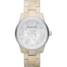 Michael Kors Womens Chronograph Ritz White Horn Acetate Bracelet Watch