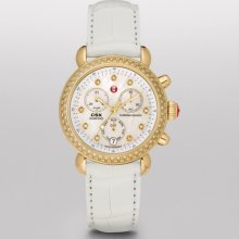 MICHELE MICHELE Signature CSX-36 Diamond Gold, Diamond Dial White Alligator