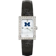 Michigan Wolverines UM Allure Ladies Watch With Black Leader Strap