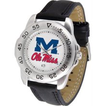 Mississippi Ole Miss Rebels Mens Leather Sports Watch