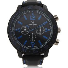 â˜… Modern Male Wrist Watch For Men Blue Dials Black Silicone Band Quartz Watch â˜…