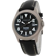 Momentum Atlas Men's Quartz Watch With Black Dial Analogue Display And Black Leather Strap 1M-Sp00b2b