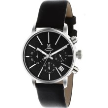 Momentus Stainless Steel with Black Leather Band & Dial Women's W ...