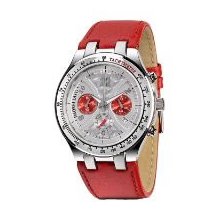 Morellato Gents Watch Analogue Quartz, Silver and Red Dial, Red Leathe