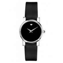 Movado 604231 - Ladies Museum Moderna, Stainless Steel, Black Dial & Strap