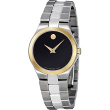 Movado Black Dial Two-Tone Stainless Steel Ladies Watch 0606560