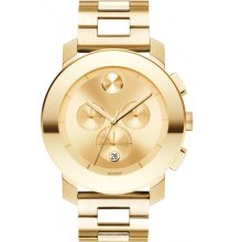 Movado Bold 3600141 Large Gold Ion-Plated Stainless Steel Chronograph Bracelet Watch