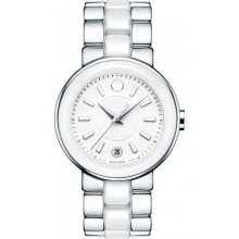 Movado Ladies Cerena White Ceramic and Stainless Steel 0606539